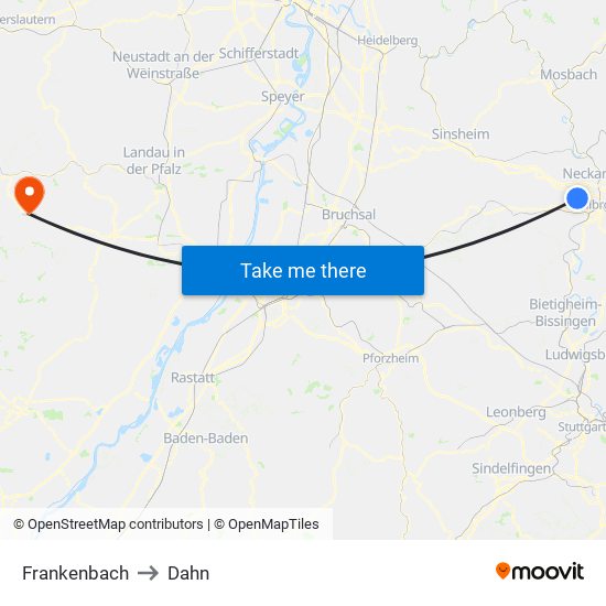 Frankenbach to Dahn map