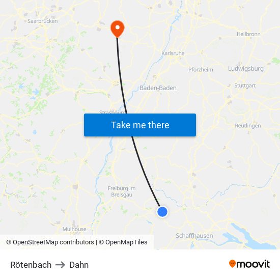 Rötenbach to Dahn map