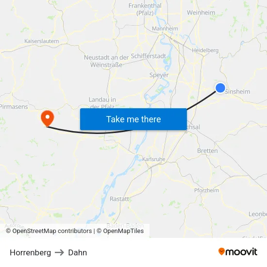 Horrenberg to Dahn map