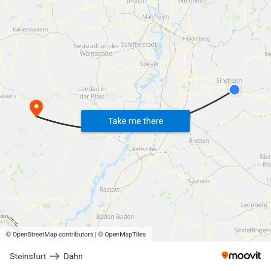 Steinsfurt to Dahn map