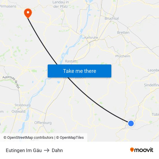 Eutingen Im Gäu to Dahn map