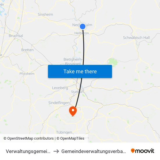 Verwaltungsgemeinschaft Neckarsulm to Gemeindeverwaltungsverband Waldenbuch / Steinenbronn map