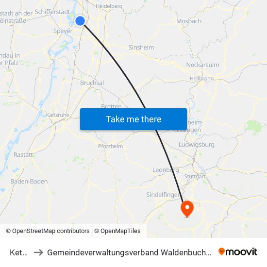 Ketsch to Gemeindeverwaltungsverband Waldenbuch / Steinenbronn map