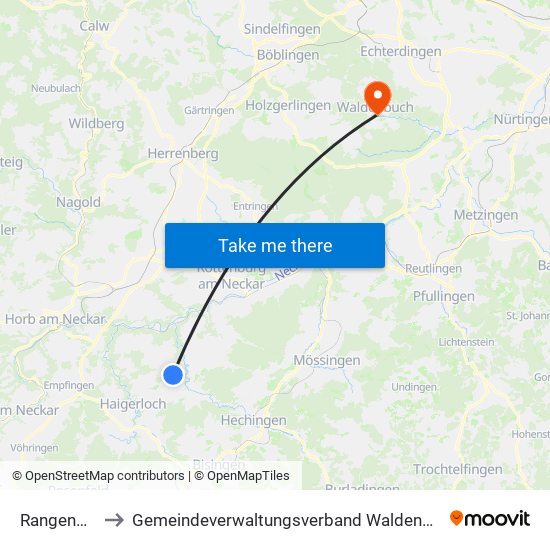 Rangendingen to Gemeindeverwaltungsverband Waldenbuch / Steinenbronn map