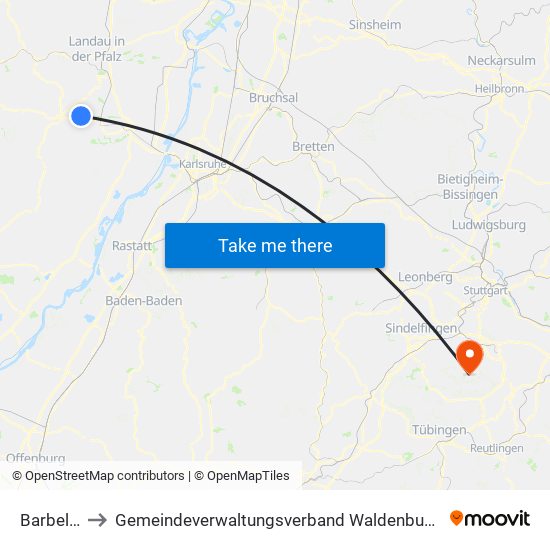 Barbelroth to Gemeindeverwaltungsverband Waldenbuch / Steinenbronn map