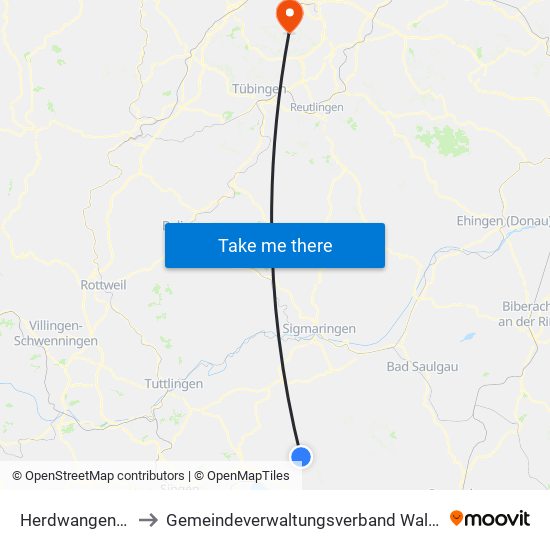 Herdwangen-Schönach to Gemeindeverwaltungsverband Waldenbuch / Steinenbronn map