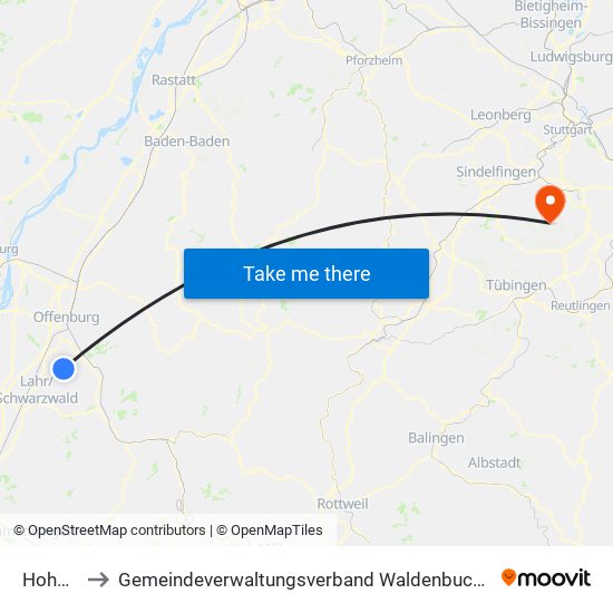 Hohberg to Gemeindeverwaltungsverband Waldenbuch / Steinenbronn map