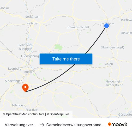 Verwaltungsverband Crailsheim to Gemeindeverwaltungsverband Waldenbuch / Steinenbronn map