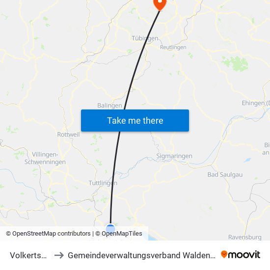 Volkertshausen to Gemeindeverwaltungsverband Waldenbuch / Steinenbronn map