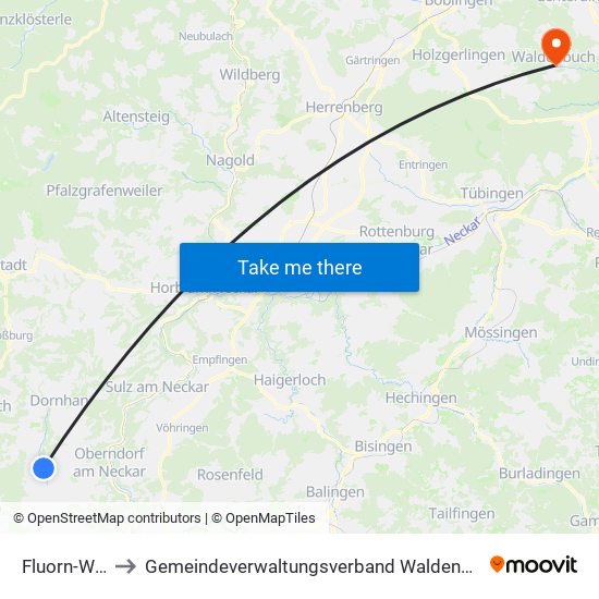 Fluorn-Winzeln to Gemeindeverwaltungsverband Waldenbuch / Steinenbronn map