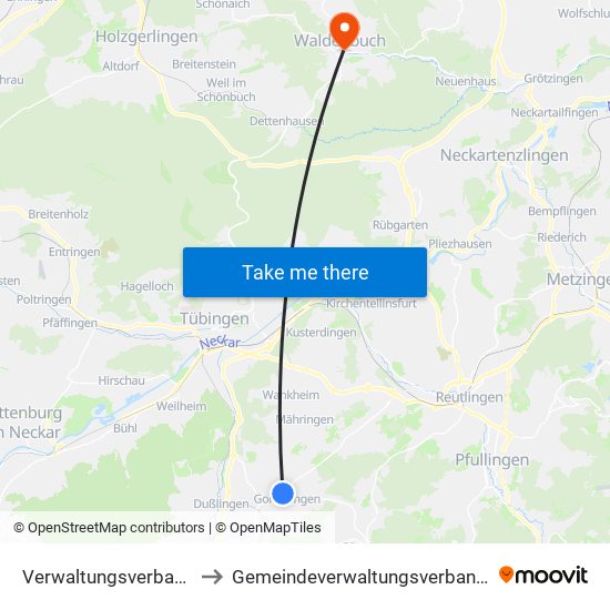 Verwaltungsverband Steinlach-Wiesaz to Gemeindeverwaltungsverband Waldenbuch / Steinenbronn map