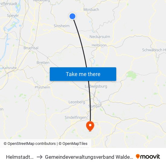 Helmstadt-Bargen to Gemeindeverwaltungsverband Waldenbuch / Steinenbronn map