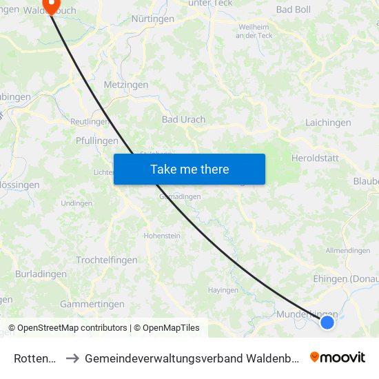 Rottenacker to Gemeindeverwaltungsverband Waldenbuch / Steinenbronn map
