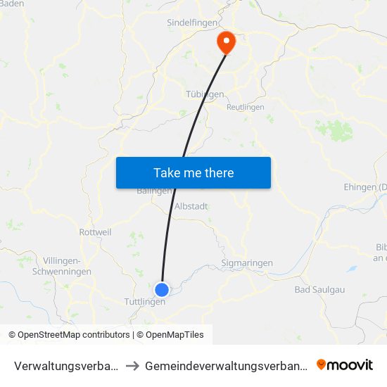 Verwaltungsverband Donau-Heuberg to Gemeindeverwaltungsverband Waldenbuch / Steinenbronn map