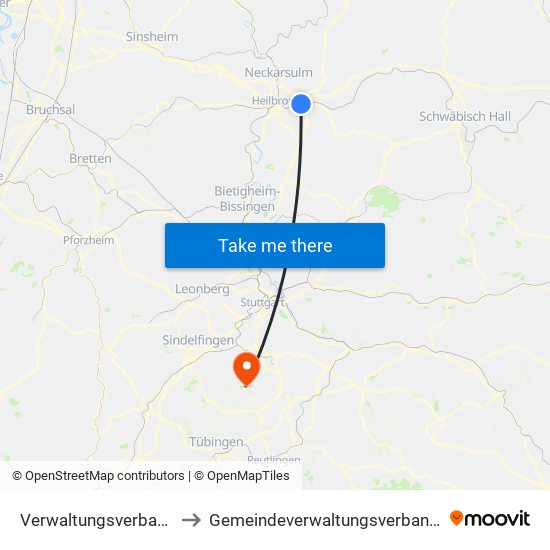 Verwaltungsverband Raum Weinsberg to Gemeindeverwaltungsverband Waldenbuch / Steinenbronn map