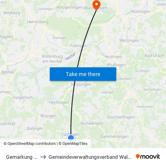 Gemarkung Tailfingen to Gemeindeverwaltungsverband Waldenbuch / Steinenbronn map