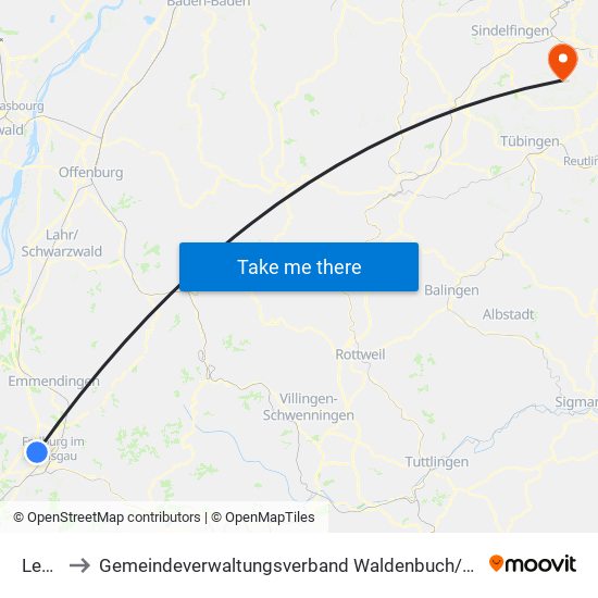 Lehen to Gemeindeverwaltungsverband Waldenbuch / Steinenbronn map