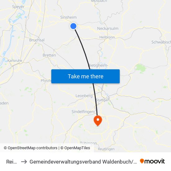 Reihen to Gemeindeverwaltungsverband Waldenbuch / Steinenbronn map