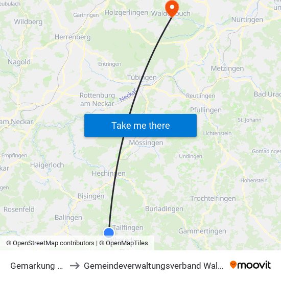 Gemarkung Pfeffingen to Gemeindeverwaltungsverband Waldenbuch / Steinenbronn map