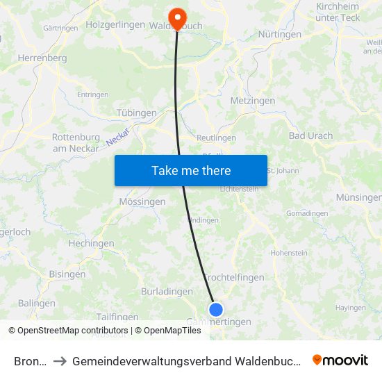 Bronnen to Gemeindeverwaltungsverband Waldenbuch / Steinenbronn map