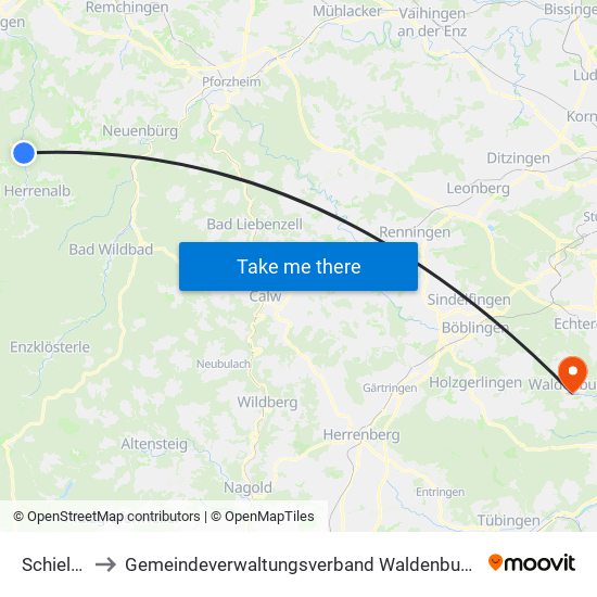 Schielberg to Gemeindeverwaltungsverband Waldenbuch / Steinenbronn map
