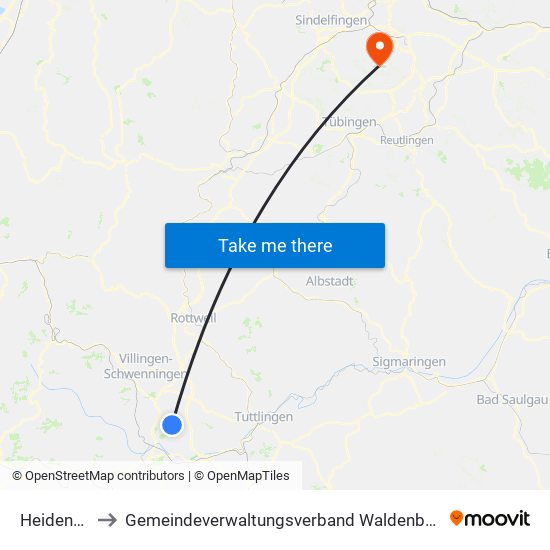 Heidenhofen to Gemeindeverwaltungsverband Waldenbuch / Steinenbronn map