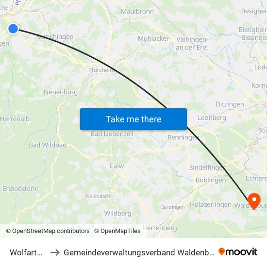 Wolfartsweier to Gemeindeverwaltungsverband Waldenbuch / Steinenbronn map
