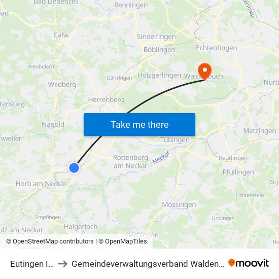 Eutingen Im Gäu to Gemeindeverwaltungsverband Waldenbuch / Steinenbronn map