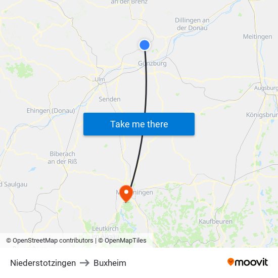 Niederstotzingen to Buxheim map