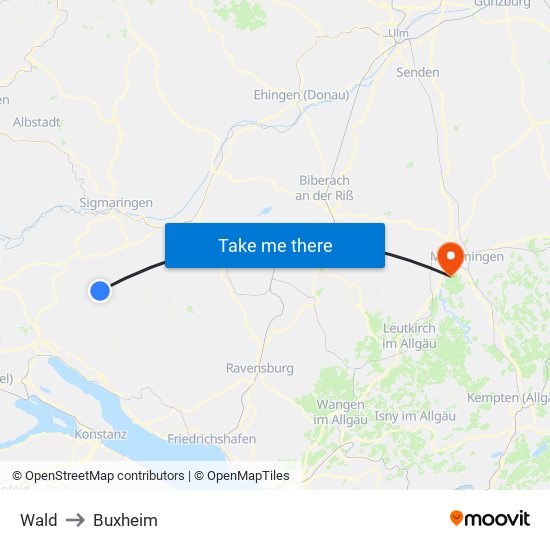 Wald to Buxheim map