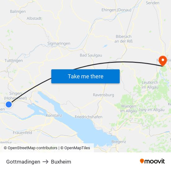 Gottmadingen to Buxheim map