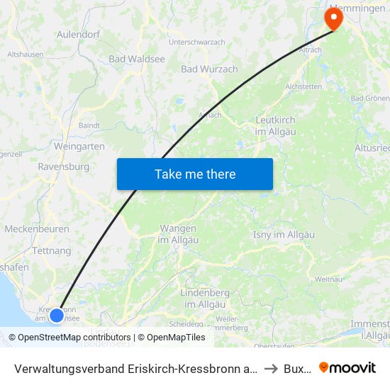 Verwaltungsverband Eriskirch-Kressbronn am Bodensee-Langenargen to Buxheim map