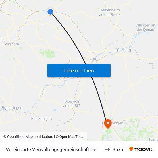 Vereinbarte Verwaltungsgemeinschaft Der Stadt Uhingen to Buxheim map