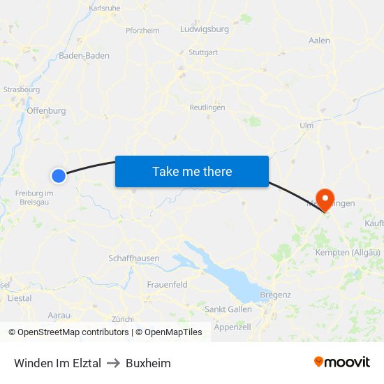 Winden Im Elztal to Buxheim map