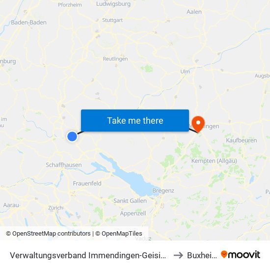 Verwaltungsverband Immendingen-Geisingen to Buxheim map