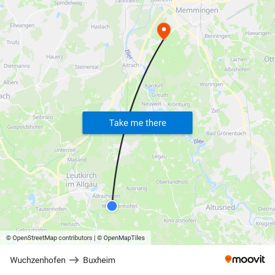 Wuchzenhofen to Buxheim map
