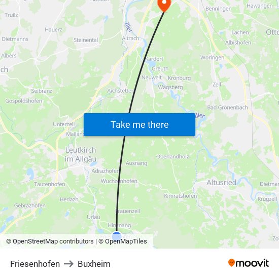Friesenhofen to Buxheim map
