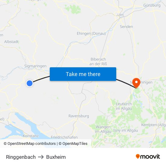 Ringgenbach to Buxheim map
