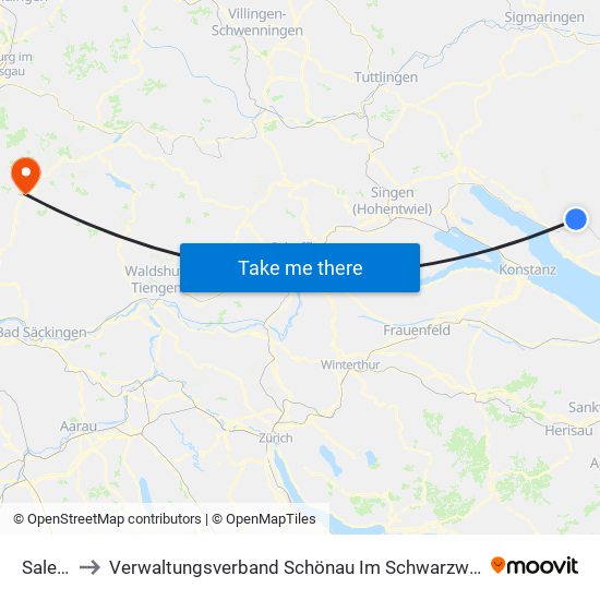 Salem to Verwaltungsverband Schönau Im Schwarzwald map