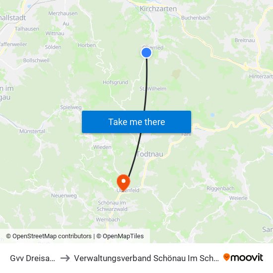 Gvv Dreisamtal to Verwaltungsverband Schönau Im Schwarzwald map