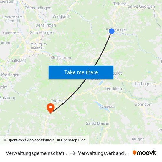 Verwaltungsgemeinschaft Furtwangen Im Schwarzwald to Verwaltungsverband Schönau Im Schwarzwald map