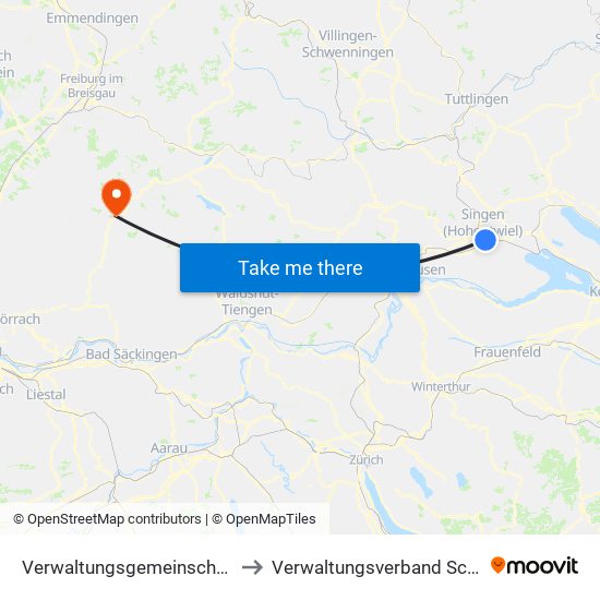 Verwaltungsgemeinschaft Singen (Hohentwiel) to Verwaltungsverband Schönau Im Schwarzwald map