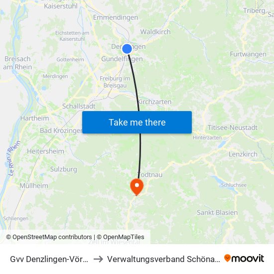 Gvv Denzlingen-Vörstetten-Reute to Verwaltungsverband Schönau Im Schwarzwald map