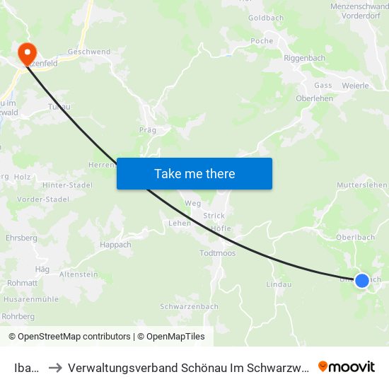 Ibach to Verwaltungsverband Schönau Im Schwarzwald map