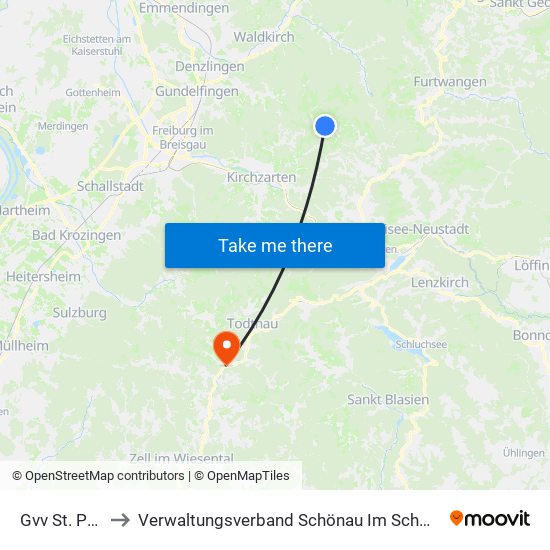 Gvv St. Peter to Verwaltungsverband Schönau Im Schwarzwald map