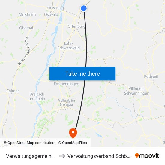 Verwaltungsgemeinschaft Oberkirch to Verwaltungsverband Schönau Im Schwarzwald map