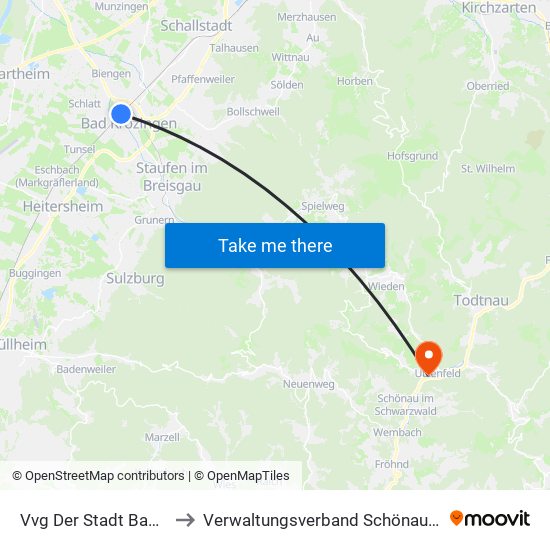 Vvg Der Stadt Bad Krozingen to Verwaltungsverband Schönau Im Schwarzwald map