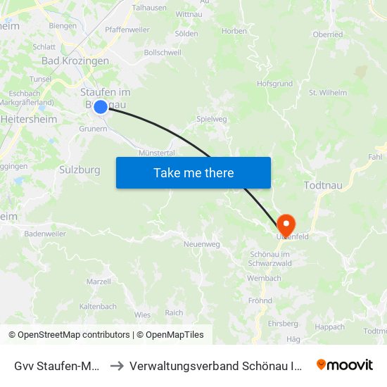 Gvv Staufen-Münstertal to Verwaltungsverband Schönau Im Schwarzwald map