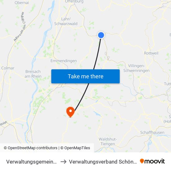 Verwaltungsgemeinschaft Hausach to Verwaltungsverband Schönau Im Schwarzwald map