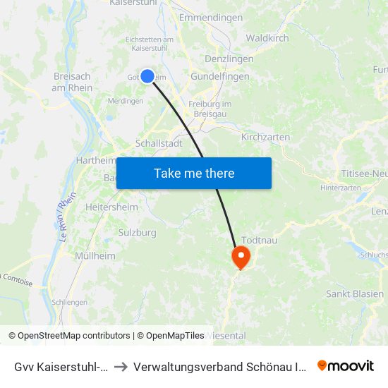 Gvv Kaiserstuhl-Tuniberg to Verwaltungsverband Schönau Im Schwarzwald map